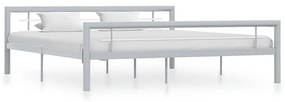 vidaXL Estrutura de cama 180x200 cm metal cinzento e branco