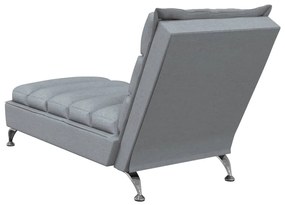 Chaise lounge com almofadões tecido cinzento-claro