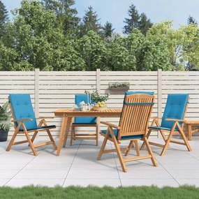 vidaXL Cadeiras de jardim reclináveis c/ almofadões 4 pcs teca maciça