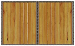 2 pcs conjunto de jantar p/ jardim c/ almofadões vime PE cinza