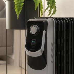 Radiador a óleo Cecotec ReadyWarm 11000 Space 360º Preto com 11 Módulos, Baixo Consumo, 2500 W, 3 Níveis, Gerenciamento de Cabos, Tecnologia 360, Sist