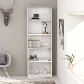 vidaXL Estante 5 prateleiras derivados de madeira branco brilhante