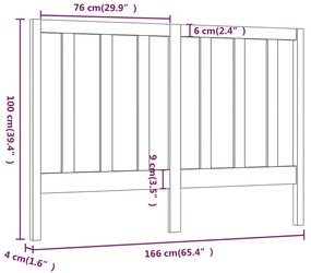 Cabeceira de cama 166x4x100 cm pinho maciço cinzento