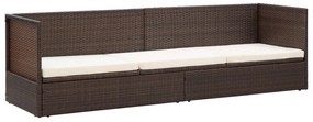 Espreguiçadeira jardim c/ almofadão+almofadas vime PE castanho
