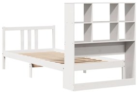 Cama com estante sem colchão 90x200 cm pinho maciço branco