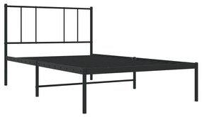 Estrutura de cama com cabeceira 90x190 cm metal preto