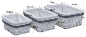 3 pcs conjunto de cestos de encastrar salgueiro branco