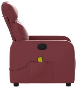 Poltrona massagens reclinável couro artificial vermelho tinto