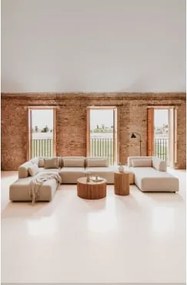 Sofá Modular Chaise Longue Direito De 5 Peças Com Duplo Divã Fogler Tecido Pele De Borrego Bege Creme - Sklum