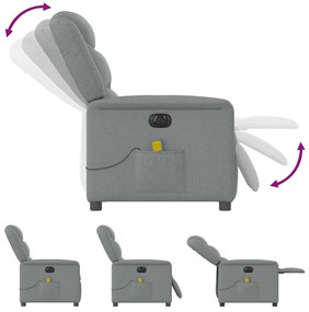 Poltrona de massagens reclinável elétrica tecido cinzento-claro