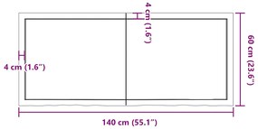 Prateleira de parede 140x60x(2-6)cm carvalho maciço não tratado