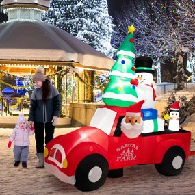 Pai Natal insuflável conduzindo um carro com LED e ventilador Decoração de Natal insuflável para uso interno e externo