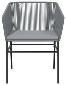 Conjunto jantar jardim 5 peças almofadas vidro vime cinzento PE