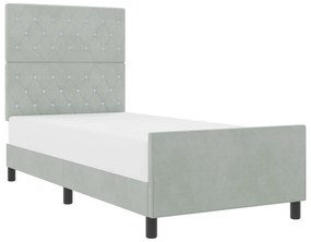 Estrutura da Cama vidaXL Cinzento claro 90x190 cm Veludo