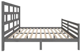 Estrutura de cama 200x200 cm madeira de pinho maciça cinzento