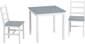 HOMCOM Conjunto para 2 pessoas, 2 cadeiras, 1 mesa, pinho, Branco + Cinza | Aosom Portugal