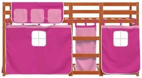 Beliche com cortinas 90x200 cm madeira de pinho maciça rosa
