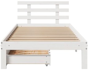 Estrutura de cama c/ gavetas 90x200 cm pinho maciço branco