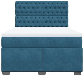 Cama com molas/colchão 160x200 cm veludo azul