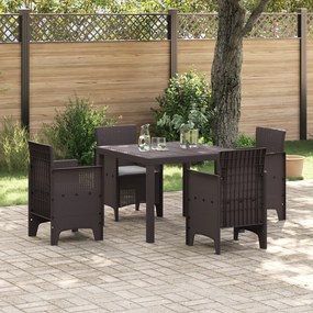 vidaXL Conjunto de Jantar de 5 Peças com Almofadas Castanho em Rattan Sintético