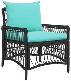 vidaXL Cadeira de Jardim com almofada Preto 73 x 61 x 77 cm vime PE