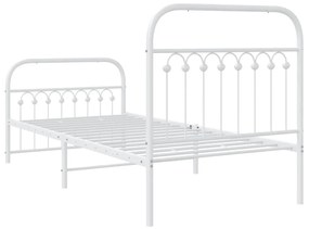 Estrutura de cama com cabeceira e pés 90x200 cm metal branco