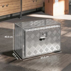Caixa de ferramentas para camião em alumínio, 60,9 x 35,5 x 40,6 cm, compartimento de arrumação de 76 L com fechadura e chaves, prateada