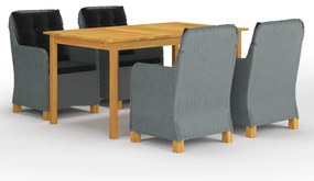 5 pcs conjunto de jantar para jardim cinzento-claro