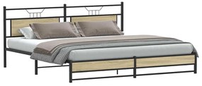 Estrutura de cama sem colchão 200x200cm metal carvalho sonoma