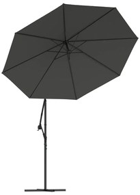 Guarda-sol cantilever c/ luzes LED e poste aço 300 cm antracite