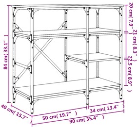 Estante 90x40x84 cm derivados de madeira e metal cinza sonoma