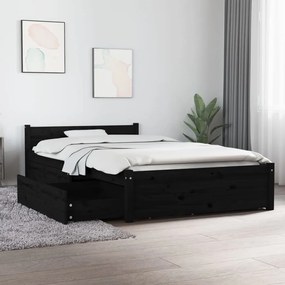 vidaXL Estrutura de cama c/ gavetas 90x200 cm preto