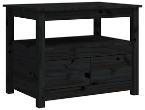 vidaXL Mesa de centro 71x49x55 cm pinho maciço preto