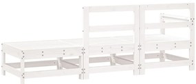 3 pcs conjunto lounge de jardim madeira de pinho maciça branco