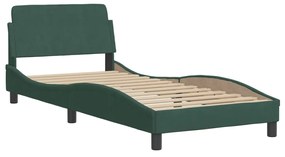 Cama com colchão 90x190 cm veludo verde-escuro