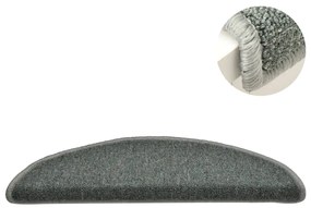 Tapete/carpete para degraus 15 pcs 56x17x3 cm verde-escuro
