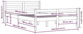 Estrutura de cama 140x200 cm madeira maciça castanho mel