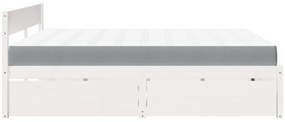 Cama com gavetas e colchão 180x200 cm pinho maciço branco