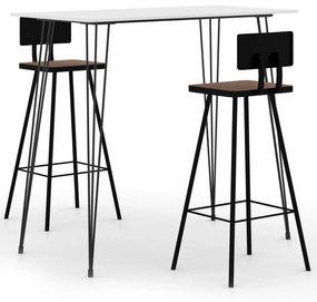 vidaXL 3 pcs conjunto de bar branco