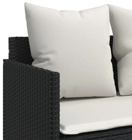5 pcs conjunto sofás de jardim com almofadões vime PE preto