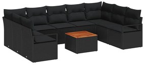 Conjunto de Sofá de Jardim 10 pcs Preto Grande Vime