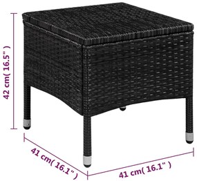 3 pcs conjunto bistrô vime PE preto