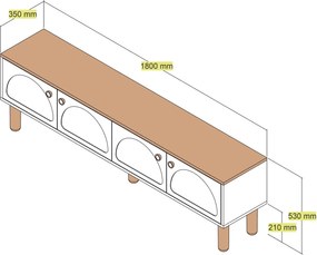 Móvel de TV "Elvar" – Branco – 180 x 53 x 35 cm – Design Moderno