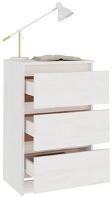 Mesa de cabeceira 40x29,5x64 cm madeira de pinho maciça branco