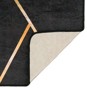Tapete lavável antiderrapante 120x180 cm preto e dourado