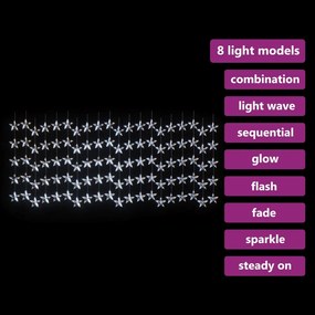 Cortina iluminação c/ estrelas 500 LEDs 8 funções branco frio