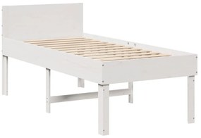 Cama sem colchão 75x190 cm madeira de pinho maciça branco