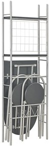 3 pcs conjunto jantar dobrável com prateleira MDF e aço preto