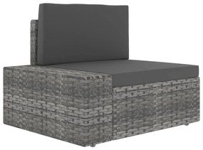 7 pcs conjunto lounge de jardim vime PE cinzento