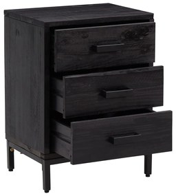 Mesa de cabeceira 40x30x55 cm pinho reciclado maciço preto